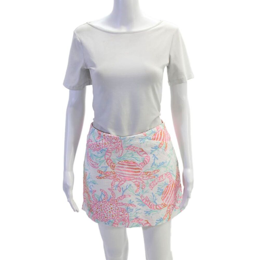 Lilly Pulitzer Women Mini Straight Pencil Skort White Cotton Size 00